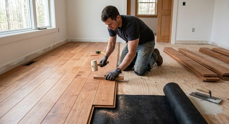 Cherry Floor Installation in Gardner, MA