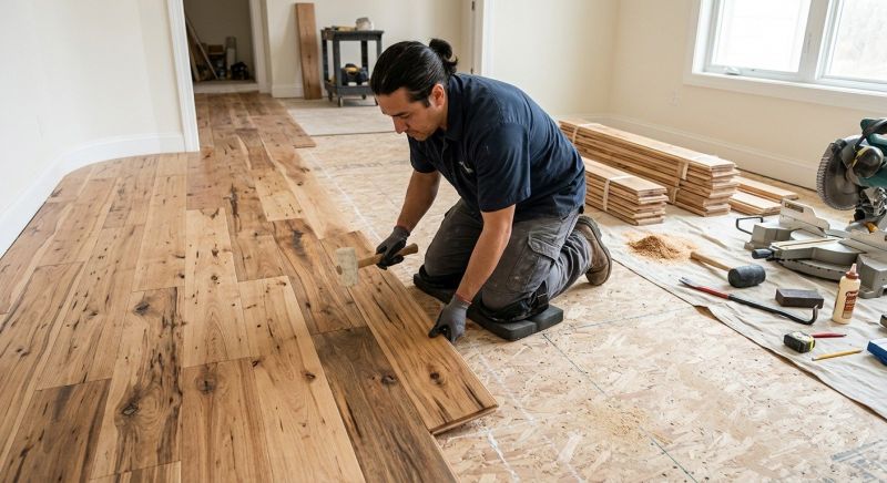 Hickory Floor Installation in Worcester, MA