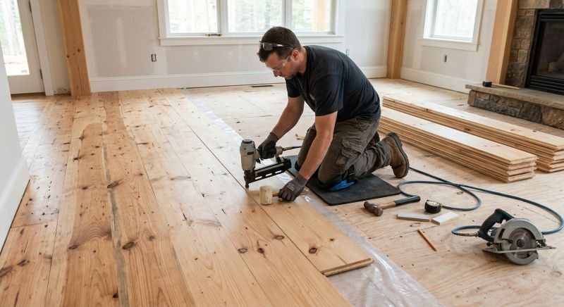 Pine Floor Installation in Worcester, MA