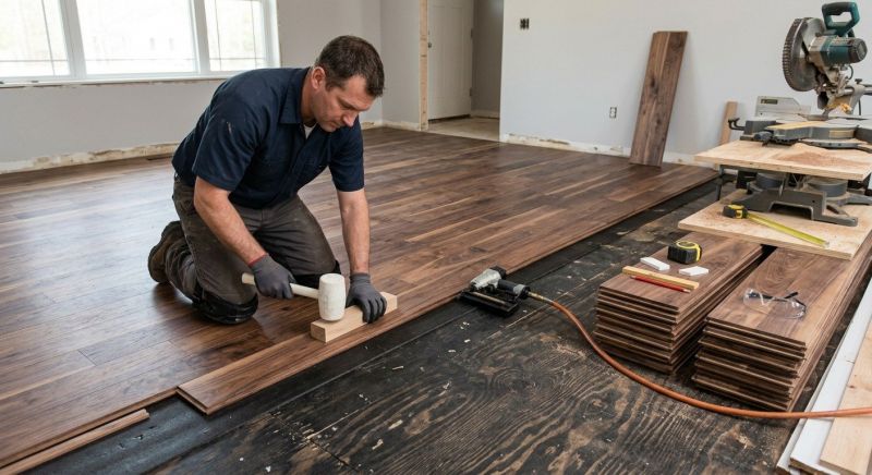 Walnut Flooring Installation in Worcester, MA